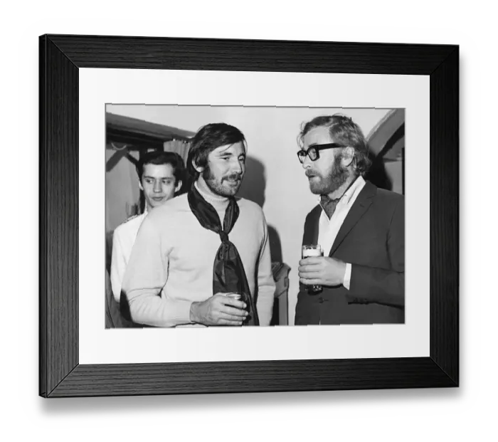 Framed Print : George Lazenby (L) with Michael Caine 1969gqmagazineusa gqmagazineusa