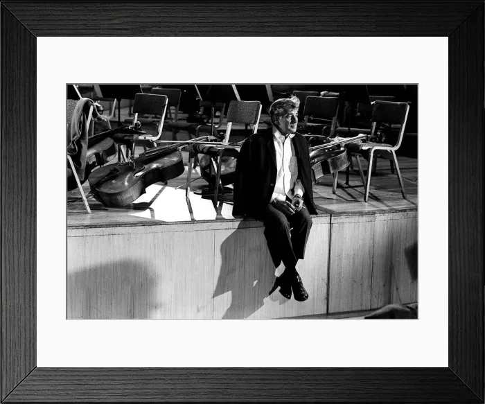 Framed Print : Composer Leonard Bernstein at Fairfield hall during 1966 rehearsal