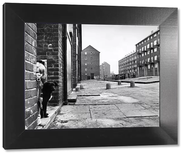 Derelict housing in an area of Newcastle - A little girl