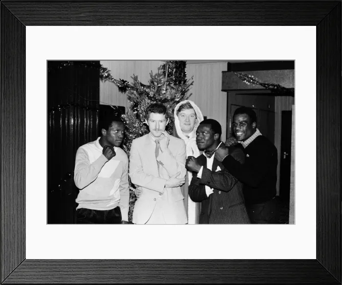 Framed Print : Boxers Terry Marsh and Errole Christie with promoter Frank Warren