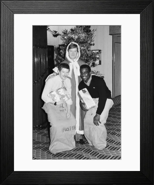 Framed Print : Boxers Terry Marsh and Errole Christie with promoter Frank Warren