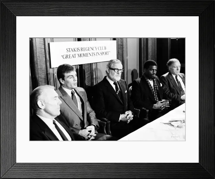 Framed Print : Press conference, Errol Christie against Mark Kaylor 18th October 1985