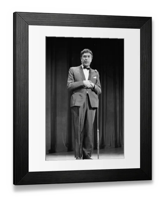 Framed Print : British comedian Frankie Howerd performs on stage during rehearsals for the Royal Variery Framed Print : British comedian Frankie Howerd performs on stage during rehearsals for the Royal Variery