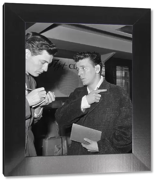 American and roll singer Gene Vincent pictured at London airport as he prepares to fly