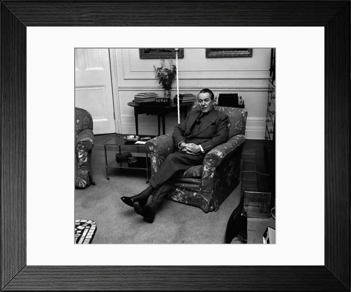 Framed Print : British author Dennis Wheatley poses for portraits in his home. 7th January 1964 Framed Print : British author Dennis Wheatley poses for portraits in his home. 7th January 1964