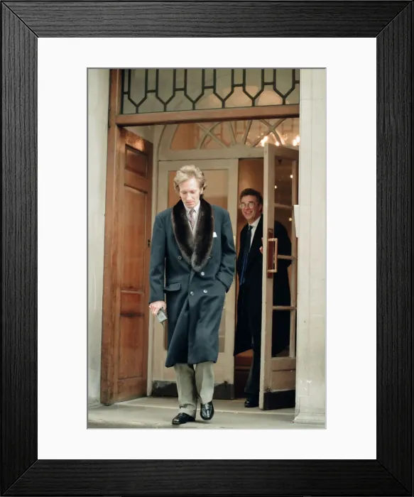 Framed Print : John Hervey, the seventh Marquess of Bristol, leaves St Marys Hospital in Paddington Framed Print : John Hervey, the seventh Marquess of Bristol, leaves St Marys Hospital in Paddington