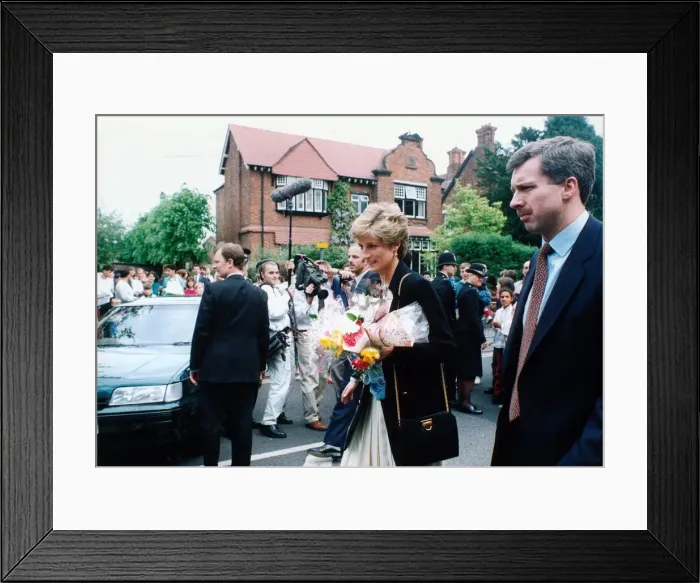 Framed Print : Diana, Princess of Wales during a visit to Rugby. She is seen here at Fawsley House Red Framed Print : Diana, Princess of Wales during a visit to Rugby. She is seen here at Fawsley House Red