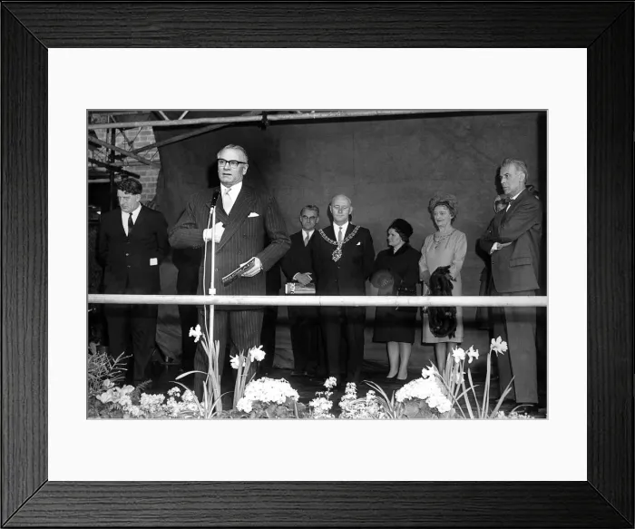 Framed Print : Sir Laurence Olivier formerly laid the foundation stone at the Belgrade Theatre watched