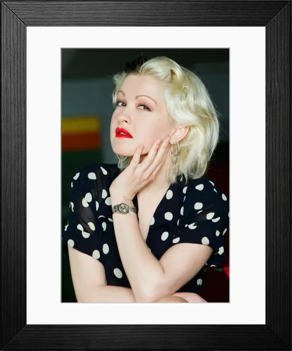 Framed Print : Cyndi Lauper american singer May 1989. Cyndi is in Britain to Framed Print : Cyndi Lauper american singer May 1989. Cyndi is in Britain to