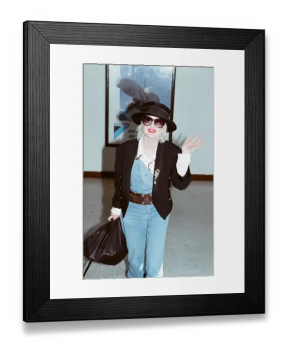 Framed Print : Cyndi Lauper american singer songwriter arrives at London Heathrow Airport (from Milan