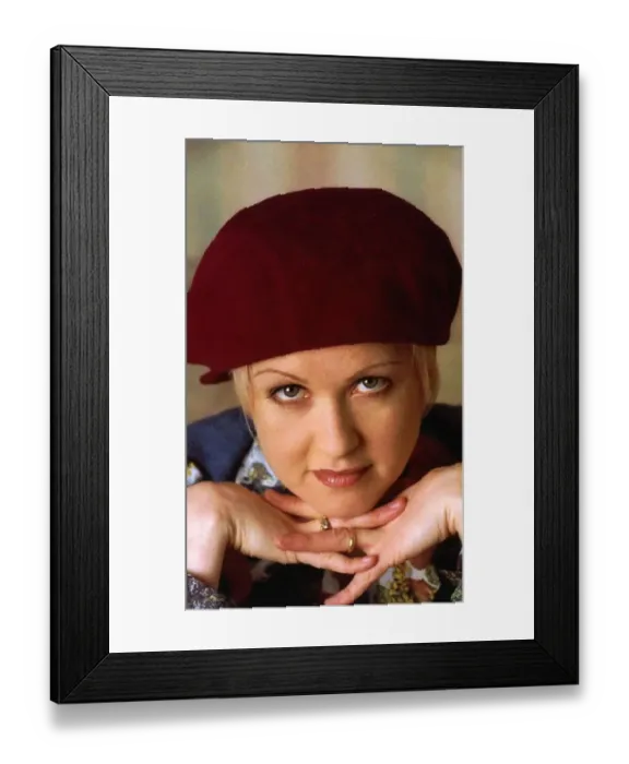 Framed Print : Cyndi Lauper singer, songwriter & actress, pictured in hotel room for Daily Mirror Mirror