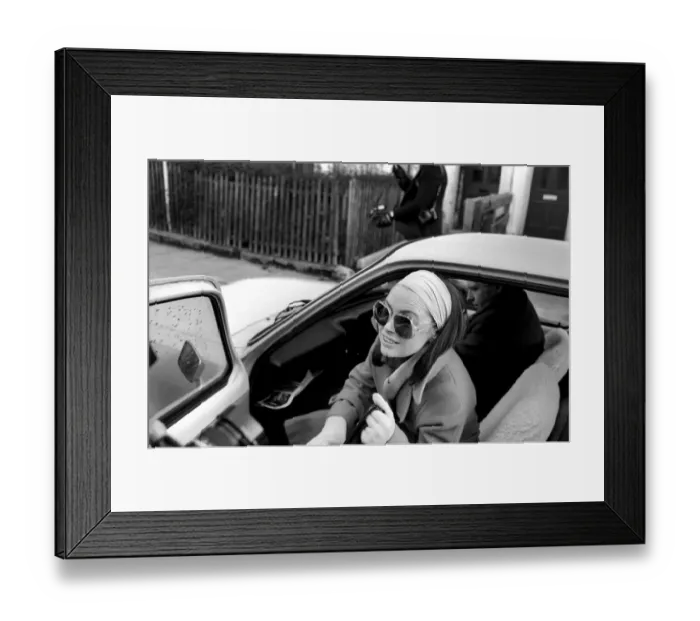 Framed Print : Mrs. Sheila Stonehouse (Sheila Buckley) leaving her Maida Vale home this morning