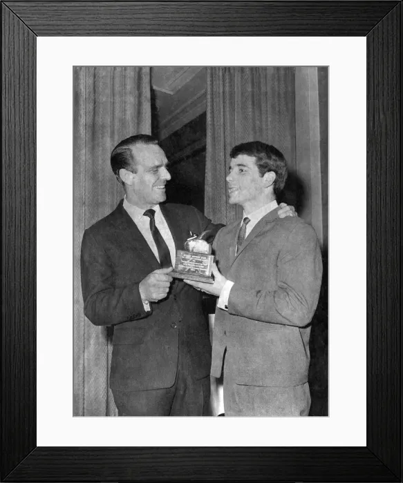 Framed Print : Time for a laugh for Walter McGowan after the presentation as he chats with comedian Framed Print : Time for a laugh for Walter McGowan after the presentation as he chats with comedian