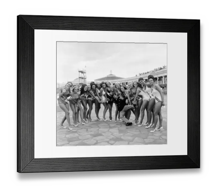 Framed Print : Miss United Kingdom beauty contest at Blackpool. The contestants pose for