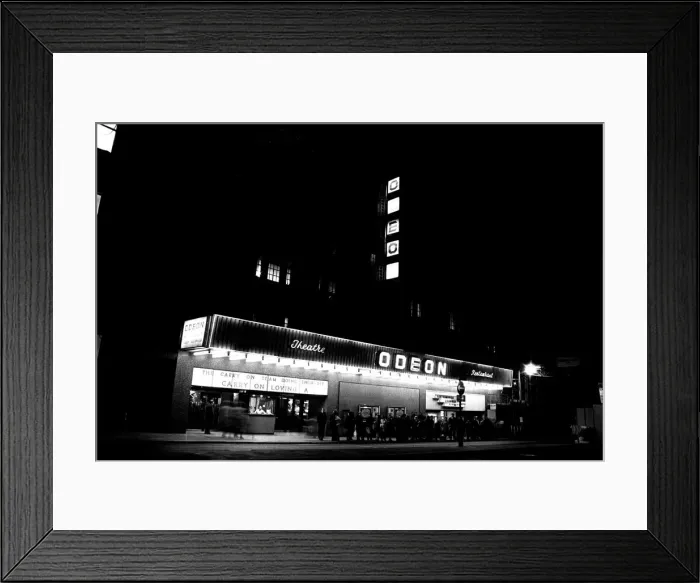 Framed Print : General pictures of Newcastle City Centre at night 8 December 1970 - People queue for Framed Print : General pictures of Newcastle City Centre at night 8 December 1970 - People queue for