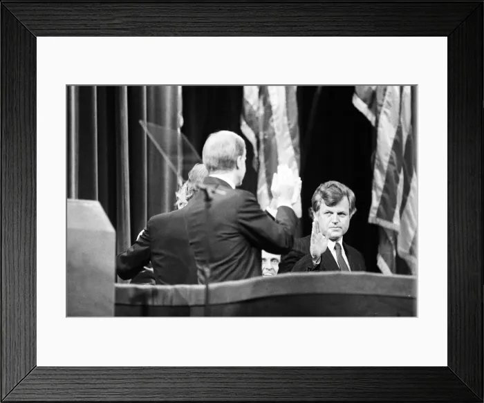 Framed Print : Senator Edward Kennedy acknowledges President Carter who has just finished his acceptance
