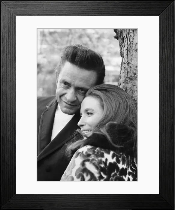 Framed Print : American country singer Johnny Cash with his wife June Carter photographed in a London