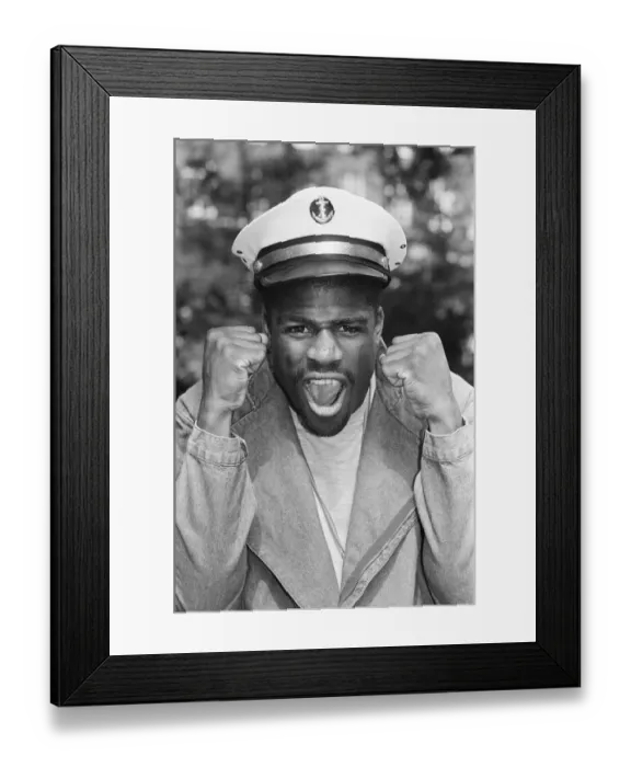 Framed Print : Boxer Errol Christie wearing a sailors hat. 28th August 1986 Framed Print : Boxer Errol Christie wearing a sailors hat. 28th August 1986