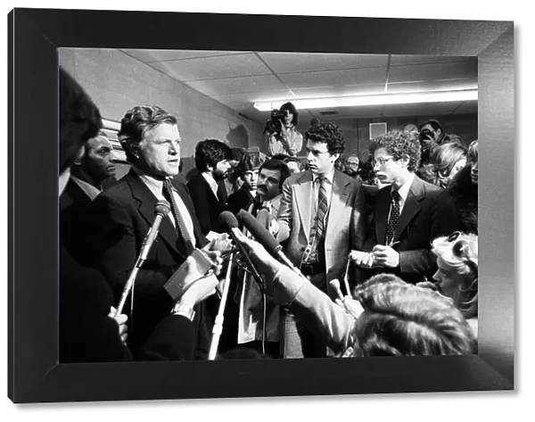 Senator Edward Kennedy on the campaign trail ahead of the New Hampshire Primary