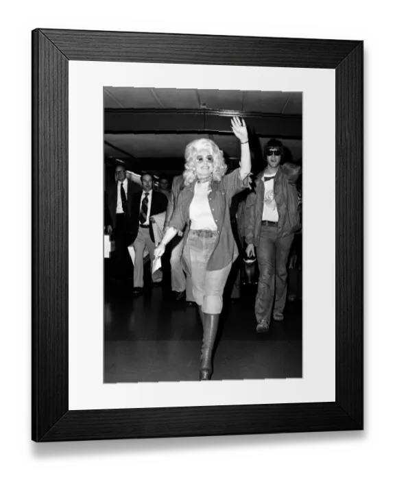 Framed Print : Country & Western singer Dolly Parton arrving at London Airport. 16th May 1977