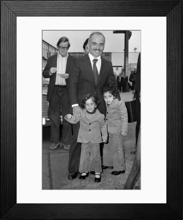 Framed Print : L. A. P. King Hussein of Jordan and children. April 1977 77-02171 Framed Print : L. A. P. King Hussein of Jordan and children. April 1977 77-02171