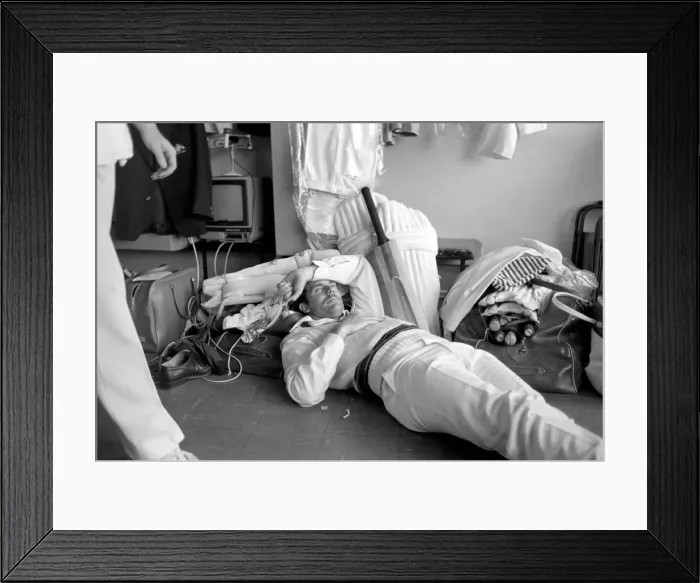 Framed Print : Cricket: Test Match Preview: Australian Team: Australian skipper Greg Chappell resting in Framed Print : Cricket: Test Match Preview: Australian Team: Australian skipper Greg Chappell resting in
