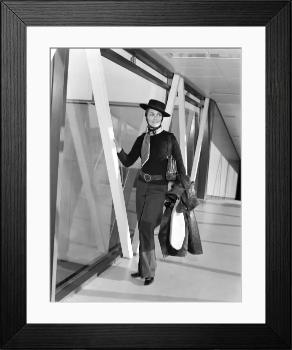 Framed Print : Actress Alexandra Bastedo arriving at Heathrow Airport from Madrid