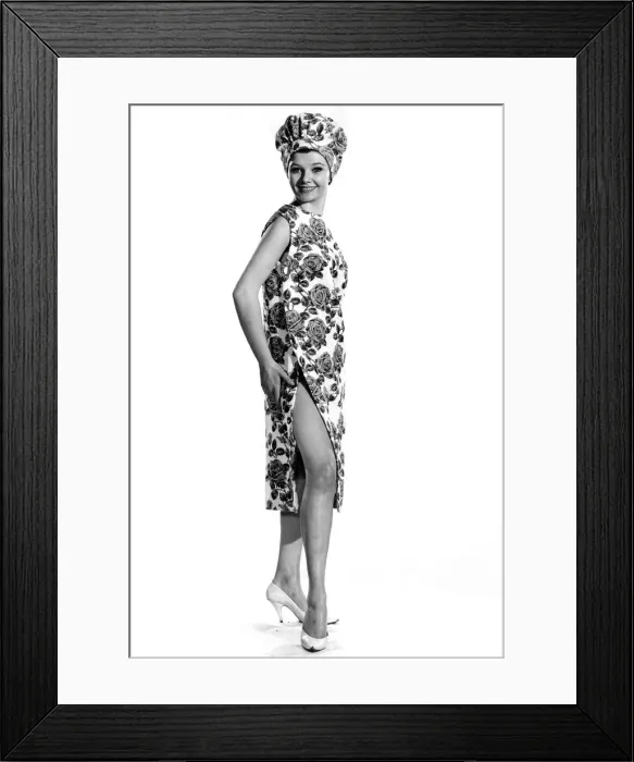 Framed Print : Reveille Fashions: Meriel Weston modeling a chinese style dress and hat Framed Print : Reveille Fashions: Meriel Weston modeling a chinese style dress and hat