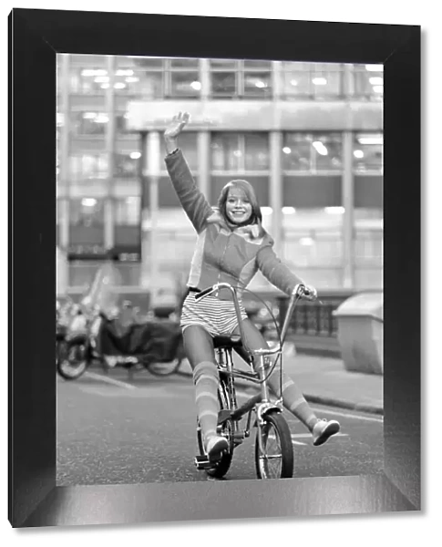 Bicycle, Chopper, Culture  /  Icon. Model Susan Sayer riding on bike