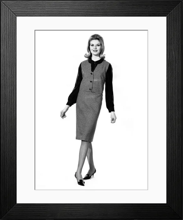 Framed Print : Reveille Fashions: Maureen Walker modeling a check pattern twin set