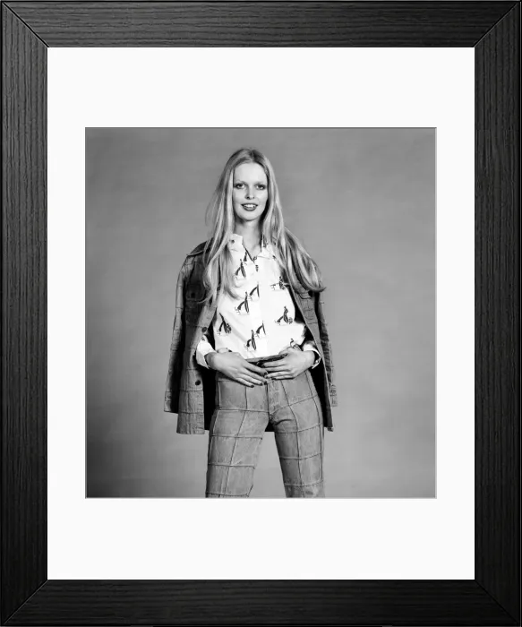 Framed Print : Lise-Lotte. Swedish model wearing flaired trouser suit. March 1975 75-01268-002 Framed Print : Lise-Lotte. Swedish model wearing flaired trouser suit. March 1975 75-01268-002