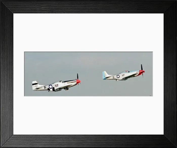 Framed Print : A pair of P51 North American Mustangs flying in formation at the Wroughton Airshow in