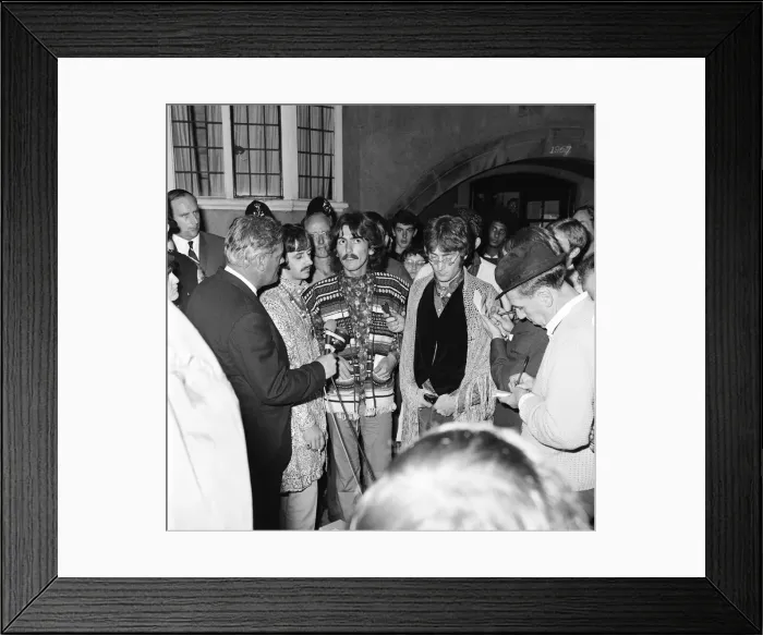 Framed Print : The Beatles in Bangor Wales to take part in a 10-day conference on Transcendental