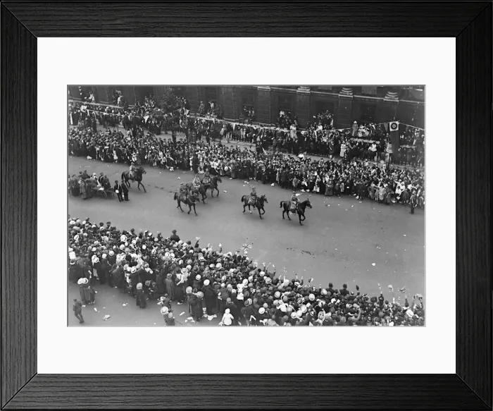 Framed Print : London victory march. Marshall Foch in the procession Framed Print : London victory march. Marshall Foch in the procession
