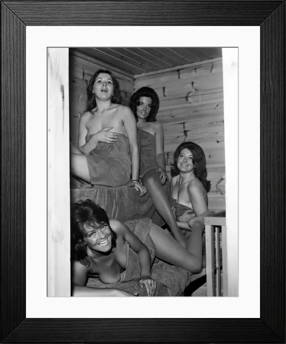 Framed Print : Miss UK contestants at the sauna baths, Kensington High Street. 13th July 1971 Framed Print : Miss UK contestants at the sauna baths, Kensington High Street. 13th July 1971