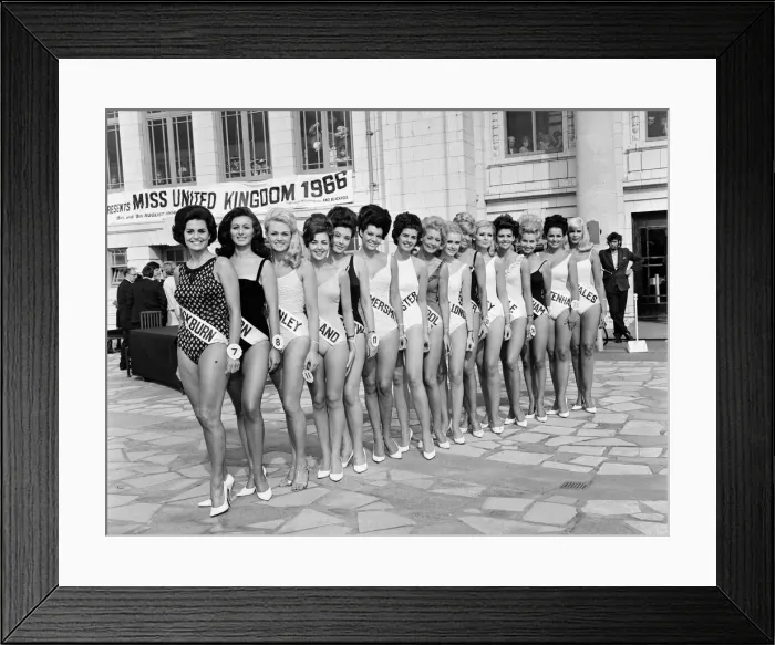 Framed Print : Miss UK 1966. Boxer Brian London judging at Blackpool. 9th August 1966