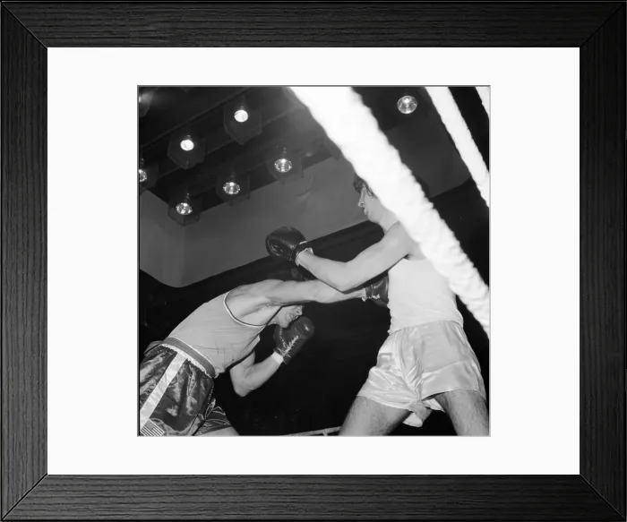 Framed Print : Action from the England v USA Amateur Boxing contest. Seen here is action from the bout