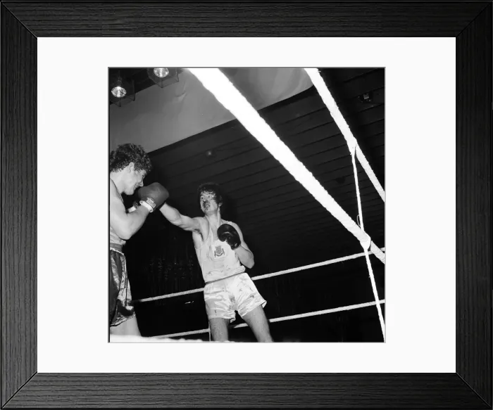 Framed Print : Action from the England v USA Amateur Boxing contest. Seen here is action from the bout Framed Print : Action from the England v USA Amateur Boxing contest. Seen here is action from the bout