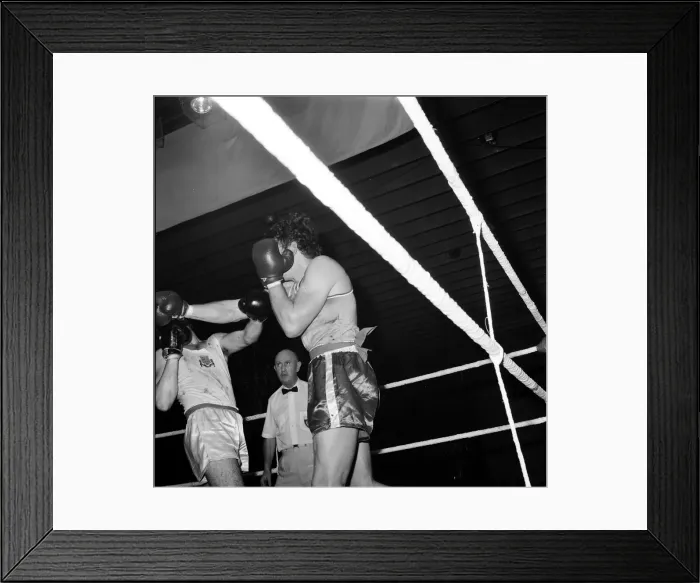 Framed Print : Action from the England v USA Amateur Boxing contest. Seen here is action from the bout Framed Print : Action from the England v USA Amateur Boxing contest. Seen here is action from the bout