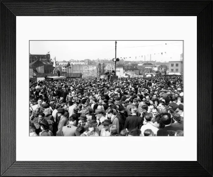 Framed Print : Outstanding VE Day scenes in Coventry were preserved for records of history by an Framed Print : Outstanding VE Day scenes in Coventry were preserved for records of history by an