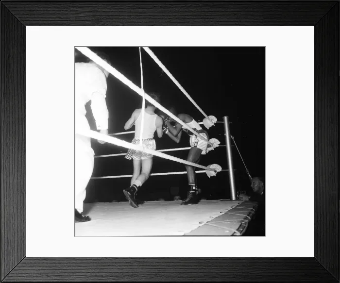 Framed Print : Action fron the England v USA Amateur Boxing contest at Wembley 2nd November 1961