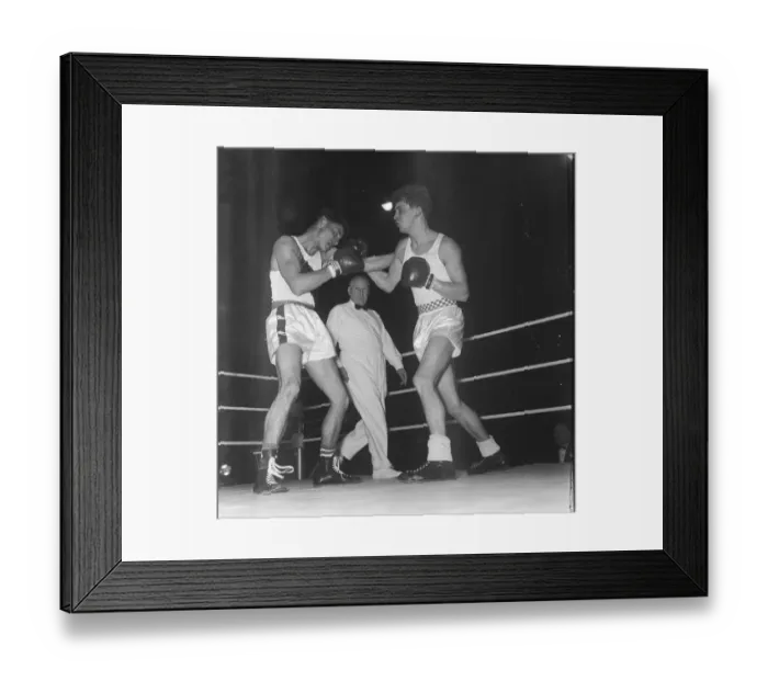 Framed Print : Ralph Ungricht USA v Frank Taylor England seen here at a Amateur Boxing contest Framed Print : Ralph Ungricht USA v Frank Taylor England seen here at a Amateur Boxing contest