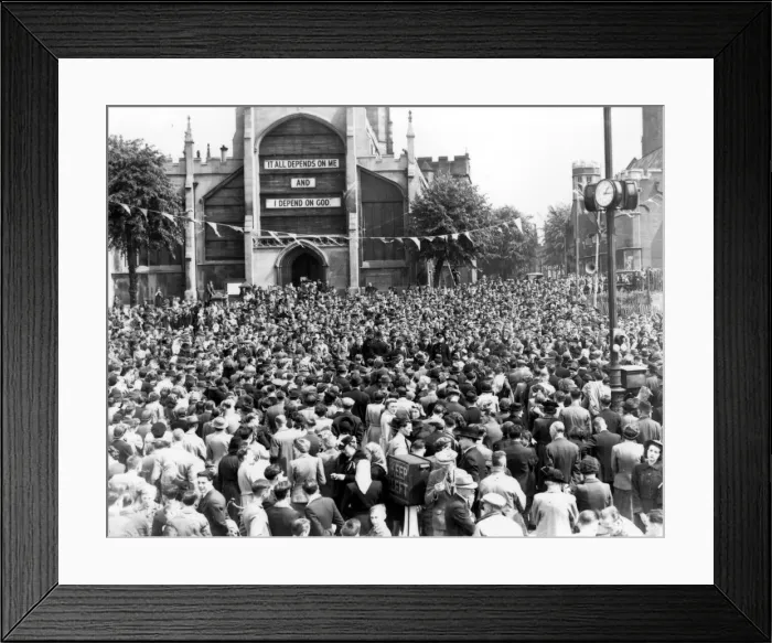 Framed Print : Outstanding VE Day scenes in Coventry were preserved for records of history by an Framed Print : Outstanding VE Day scenes in Coventry were preserved for records of history by an