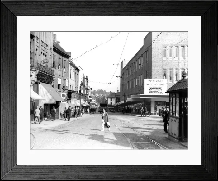 Framed Print : Coventry city centre in 1939... the view northwards from Broadgate down Cross Cheeping Framed Print : Coventry city centre in 1939... the view northwards from Broadgate down Cross Cheeping