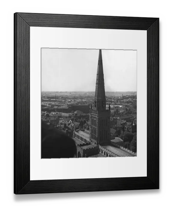 Framed Print : View of Coventry rooftops looking towards Radford as seen from the Cathedral spire