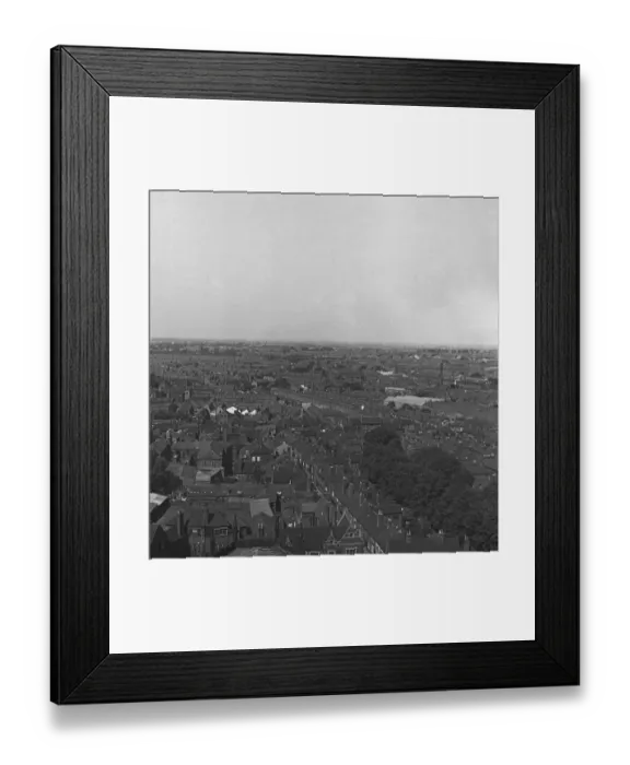 Framed Print : View of Coventry rooftops looking towards Stoke as seen from the Cathedral spire