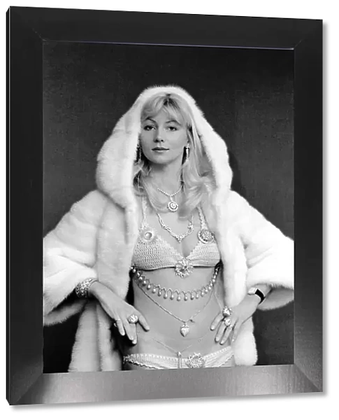 Model Lia Beldam seen here wearing a fur coat. March 1975 75-01365-001