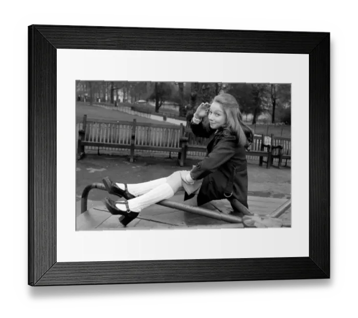 Framed Print : Child: Singer: Lena Zavaroni enjoying herself in Green Park, London Framed Print : Child: Singer: Lena Zavaroni enjoying herself in Green Park, London