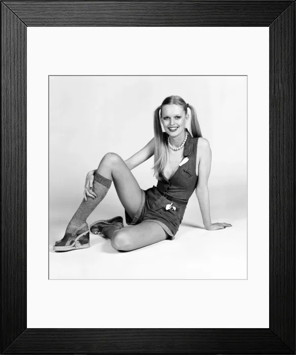 Framed Print : Lise-Lotte. Swedish model wearing hot pants, pop socks and platform shoes Framed Print : Lise-Lotte. Swedish model wearing hot pants, pop socks and platform shoes