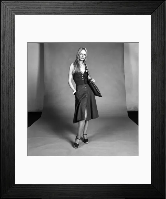 Framed Print : Lise-Lotte. Swedish model seen here wearing a denim dress. March 1975 75-01268-007